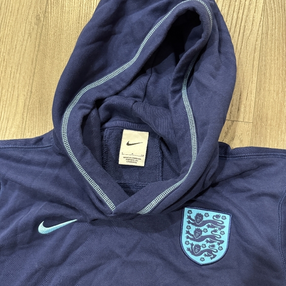 Nike England French Terry Soccer Football Pullover Hoodie Men's Size S Blue - Picture 4 of 5